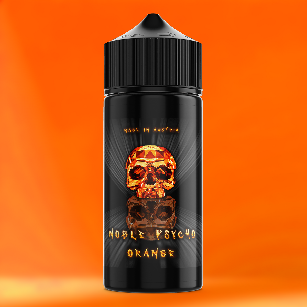 NOBLE PSYCHO ORANGE Aroma Flasche farbiger Hintergrund